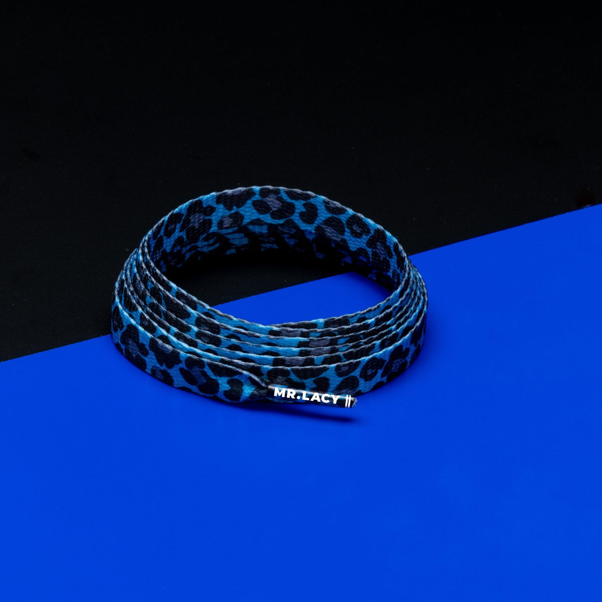 זוג שרוכים עם ההדפס המנומר כחול רויאל - Printies Royal Blue Leopard - תמונה 1