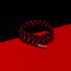 זוג שרוכים עם הדפס שחמט שחור אדום - Printies Checkered Black Red - תמונה 1