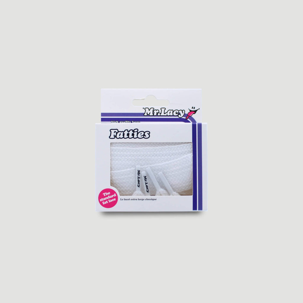 שרוכים שטוחים רחבים במיוחד בצבע לבן 110 ס״מ - Fatties White 110 - תמונה 3 - אריזה