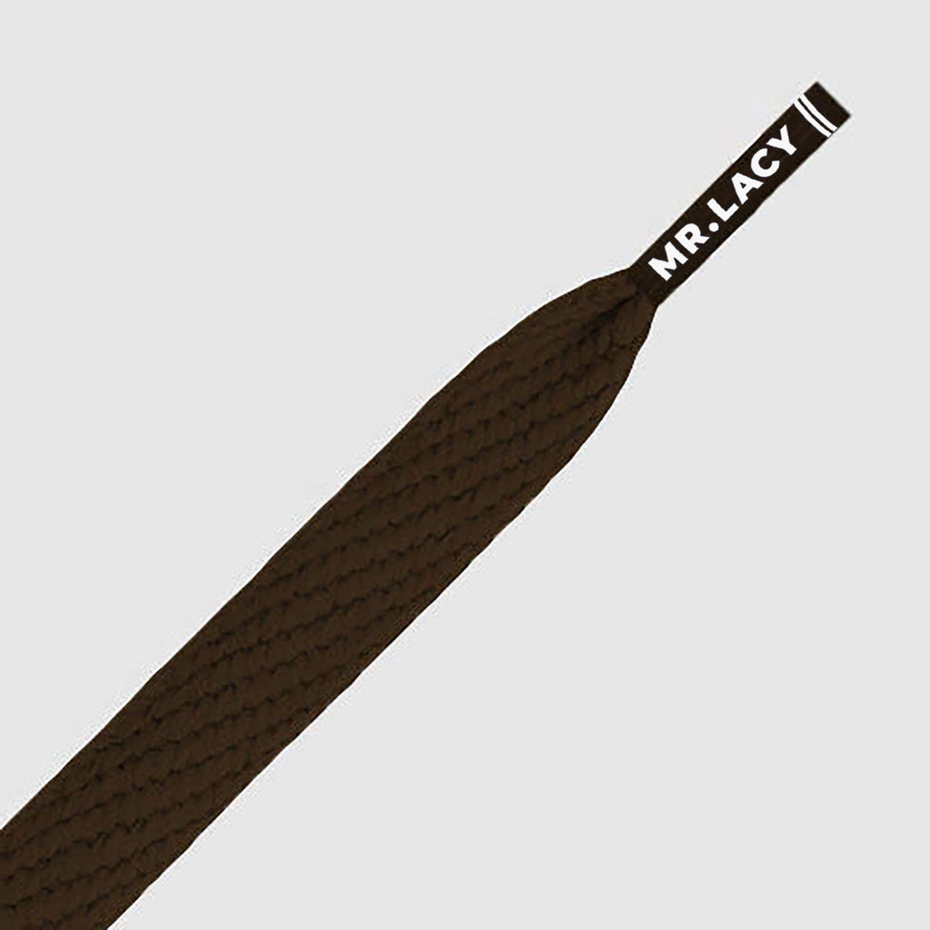 זוג שרוכים שטוחים בצבע חום 130 ס״מ - Flatties Brown - תמונת מוצר נוספת