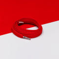 Flatties CT Red White Tip - זוג שרוכים שטוחים מגולגלים בצבע אדום עם אגלט לבן