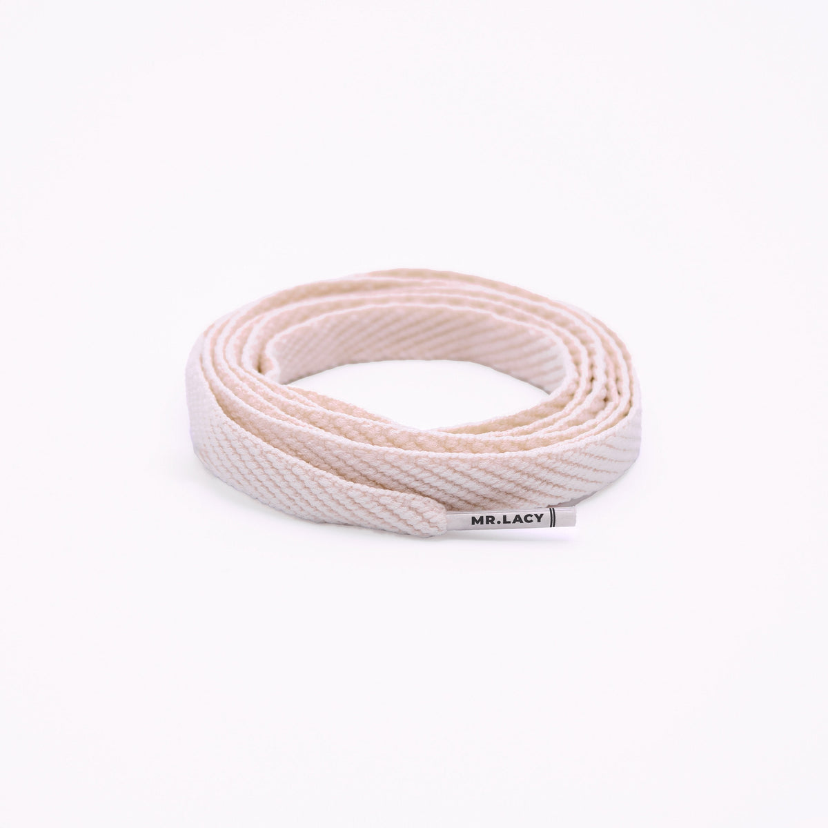 זוג שרוכים שטוחים בצבע שמנת 130 ס״מ - Flatties Cream - תמונת מוצר