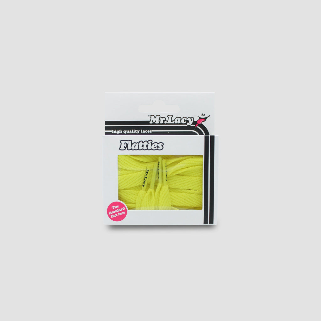 זוג שרוכים שטוחים בצבע צהוב 130 ס״מ - Flatties Yellow - אריזה מקורית
