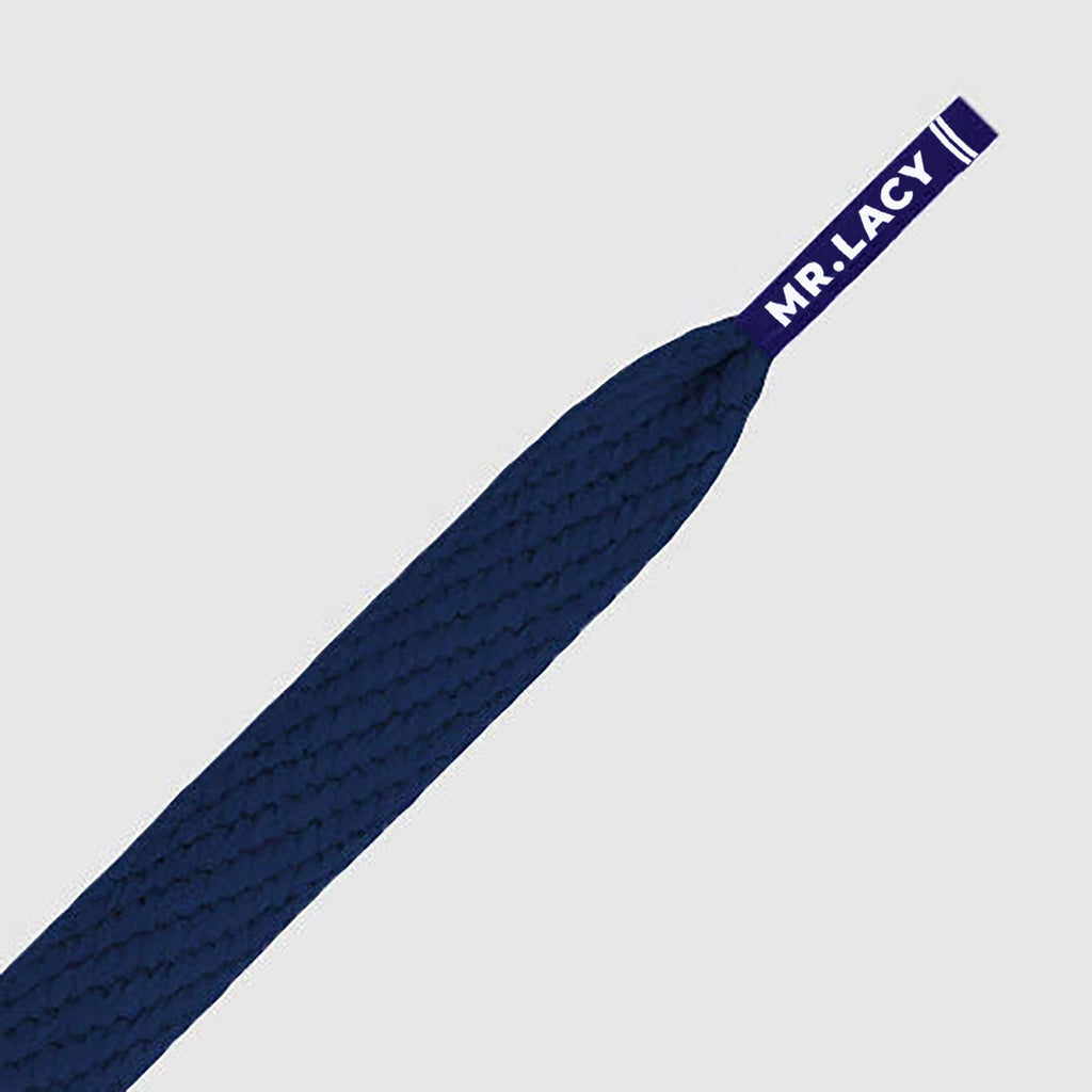 זוג שרוכים שטוחים בצבע כחול כהה 130 ס״מ - Flatties Navy - תמונת מוצר נוספת