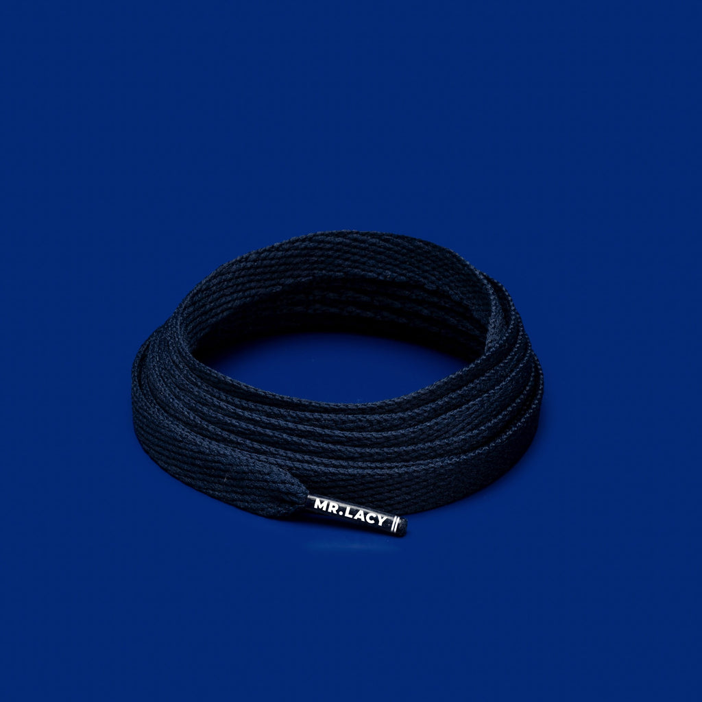 זוג שרוכים שטוחים בצבע כחול כהה 130 ס״מ - Flatties Navy - תמונת מוצר
