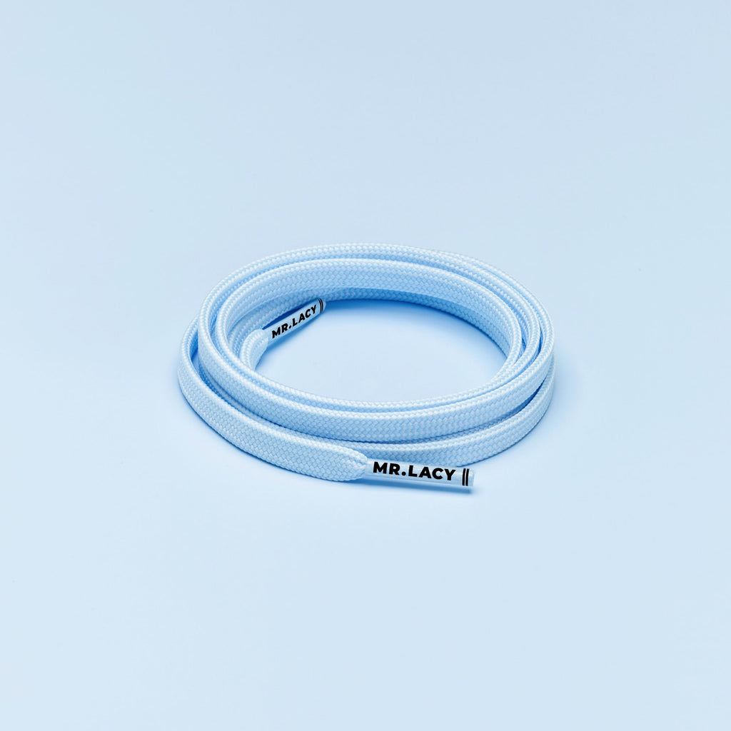 זוג שרוכים שטוחים בצבע פסטל כחול ביבי 120 ס״מ - Pastel Baby Blue - תמונה 1