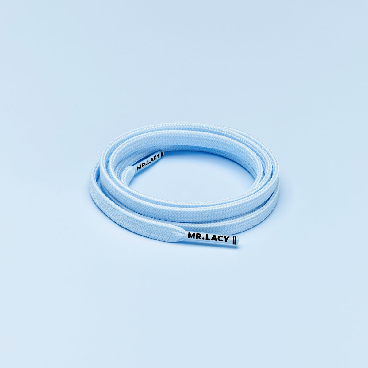 זוג שרוכים שטוחים בצבע פסטל כחול ביבי 120 ס״מ - Pastel Baby Blue - תמונה 1