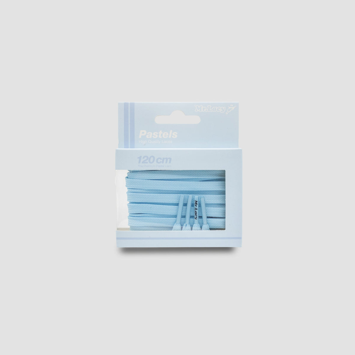 זוג שרוכים שטוחים בצבע פסטל כחול ביבי 120 ס״מ - Pastel Baby Blue - תמונה 3 - אריזה