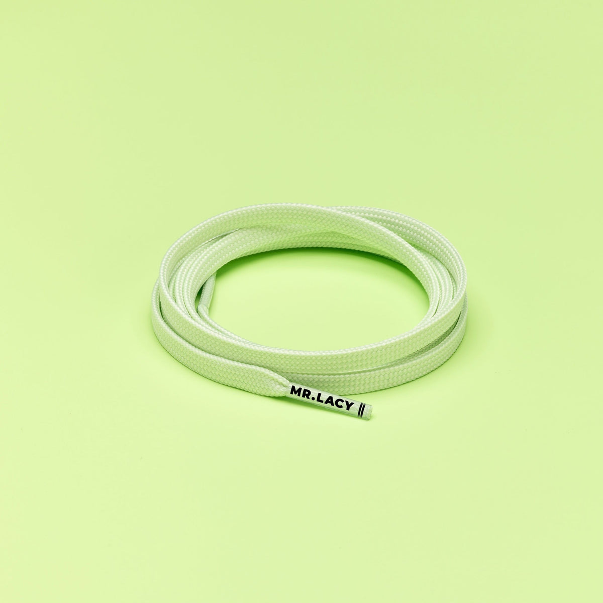 זוג שרוכים שטוחים בצבע ירוק פסטל 120 ס״מ - Pastel Green - תמונה 1