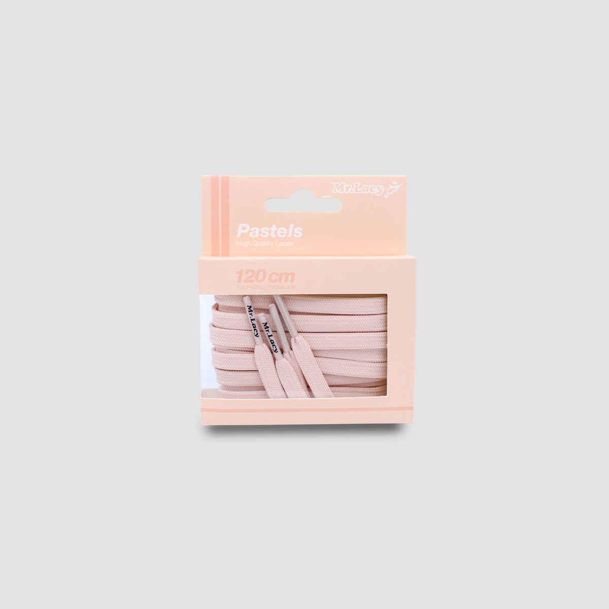 זוג שרוכים שטוחים בצבע פסטל אפרסק 120 ס״מ - Pastel Peach - תמונה 2