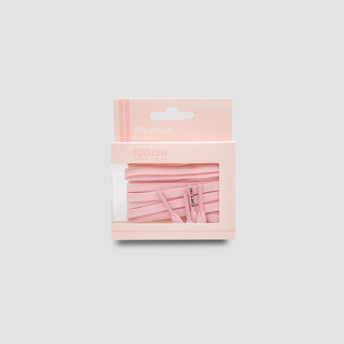 זוג שרוכים שטוחים בצבע ורוד פסטל 120 ס״מ - Pastel Pink - תמונה 3 - אריזה