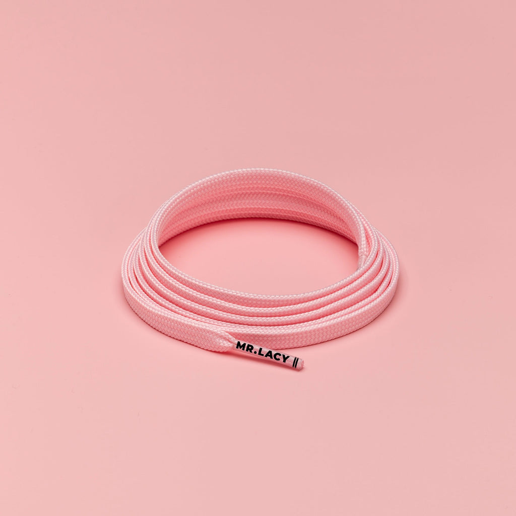 זוג שרוכים שטוחים בצבע ורוד פסטל 120 ס״מ - Pastel Pink - תמונה 1