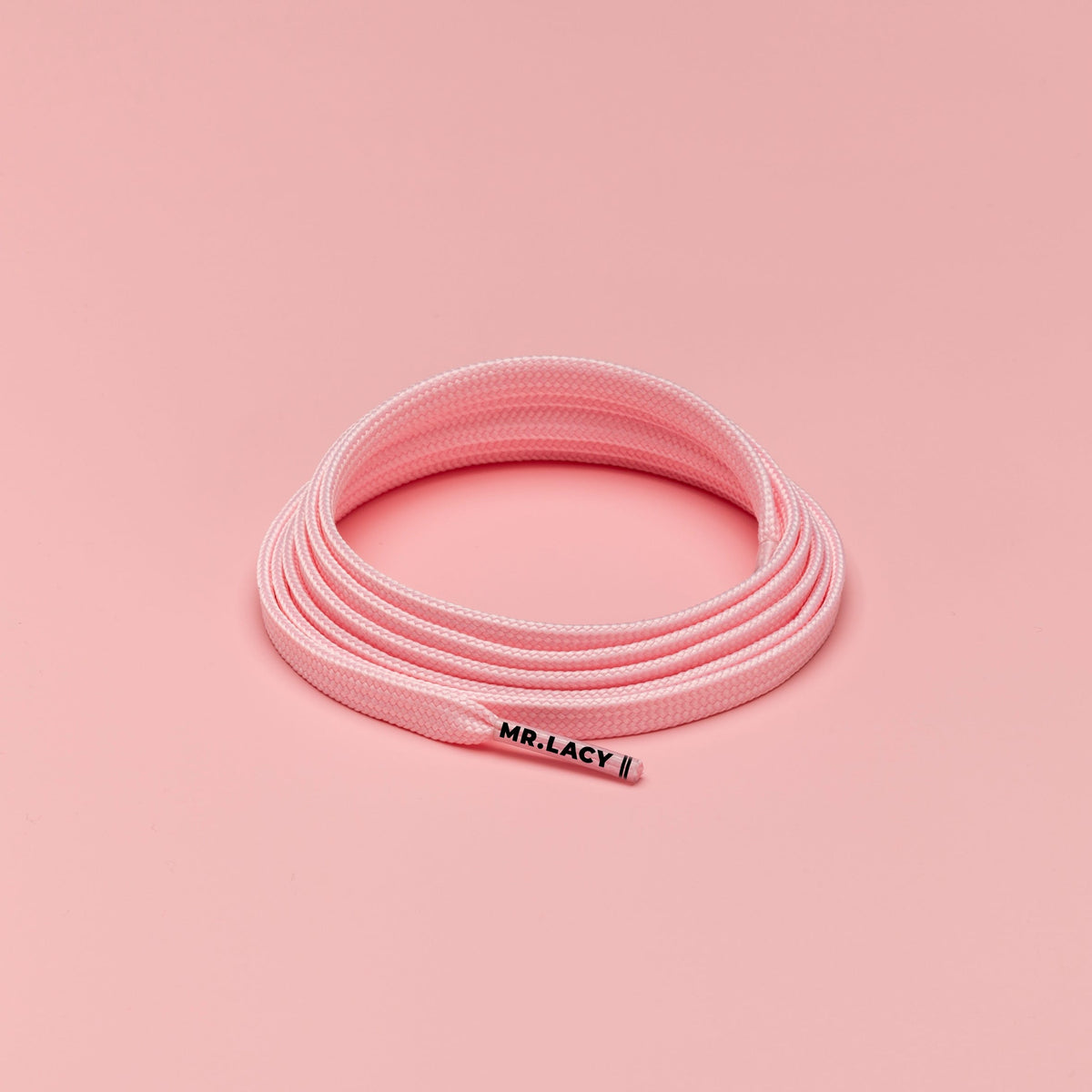 זוג שרוכים שטוחים בצבע ורוד פסטל 120 ס״מ - Pastel Pink - תמונה 1