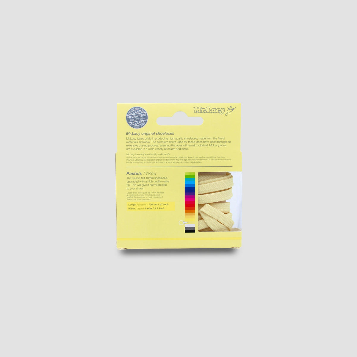 זוג שרוכים שטוחים בצבע צהוב פסטל 120 ס״מ - Pastel Yellow - תמונה 4 - אריזה
