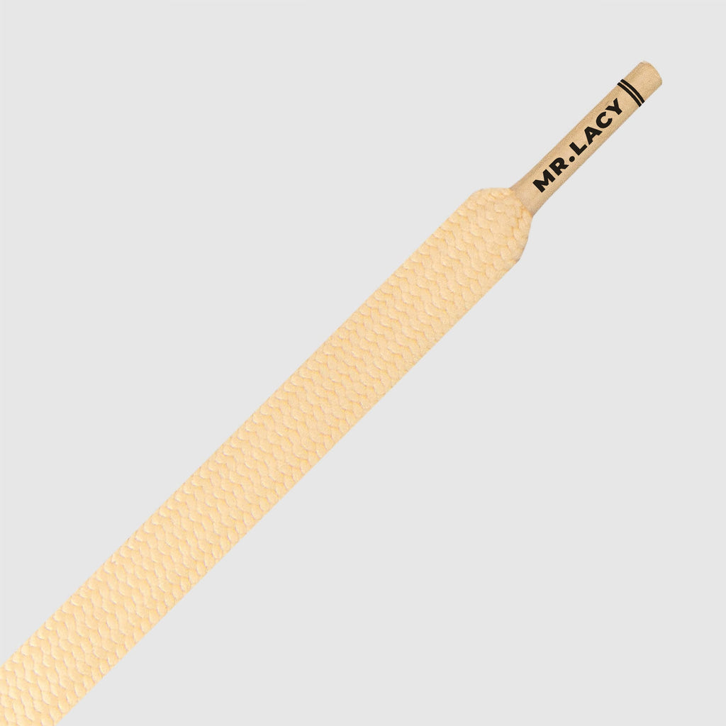 זוג שרוכים שטוחים בצבע צהוב פסטל 120 ס״מ - Pastel Yellow - תמונה 2