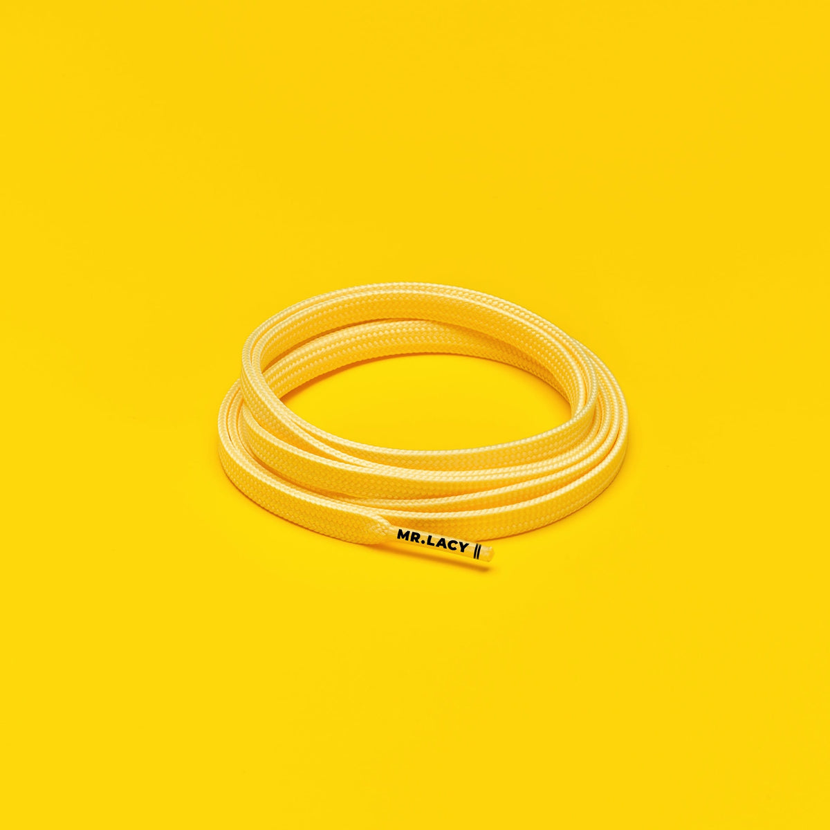 זוג שרוכים שטוחים בצבע צהוב פסטל 120 ס״מ - Pastel Yellow - תמונה 1