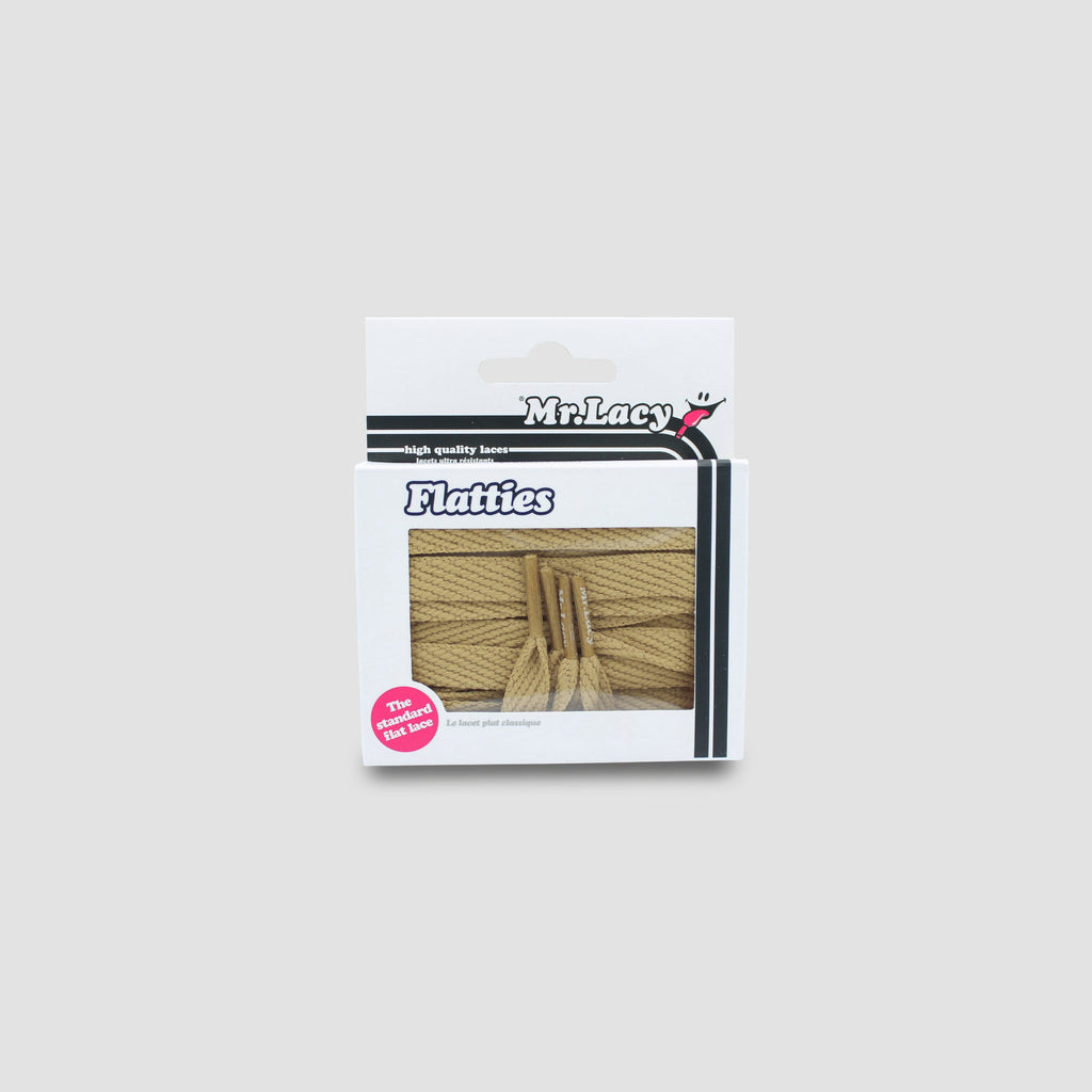 זוג שרוכים שטוחים צבע חול 130 ס״מ - Flatties Sand - אריזה מקורית