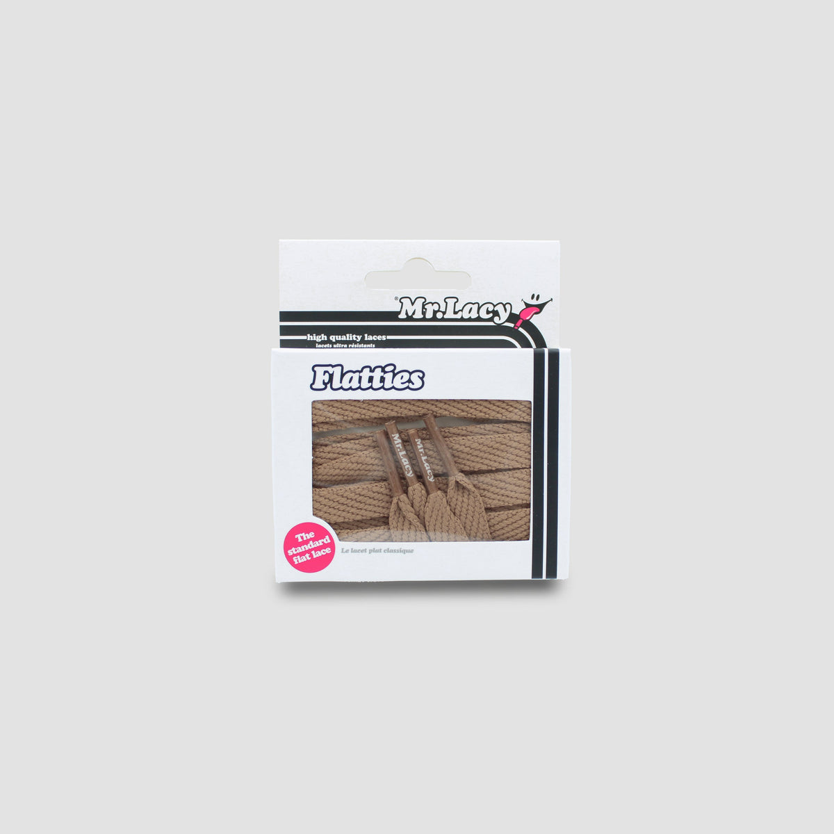 זוג שרוכים שטוחים בצבע חום זהוב 130 ס״מ - Flatties Tan - אריזה מקורית