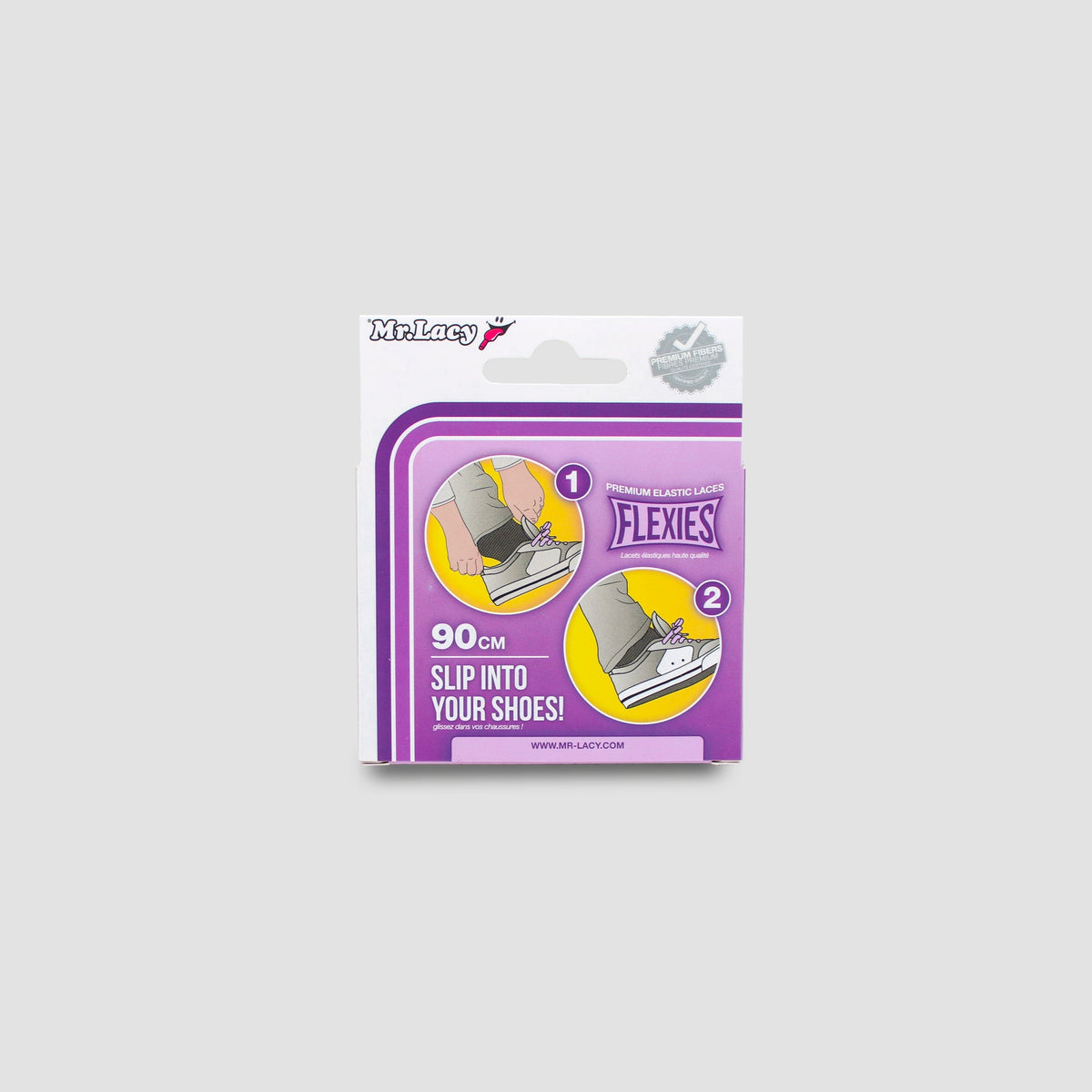 זוג שרוכים אלסטיים בצבע אפור כהה - 90 Flexies Dark Grey - תמונה 4 - אריזה