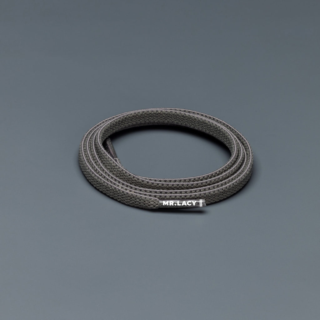 זוג שרוכים אלסטיים בצבע אפור כהה - 90 Flexies Dark Grey - תמונה 1