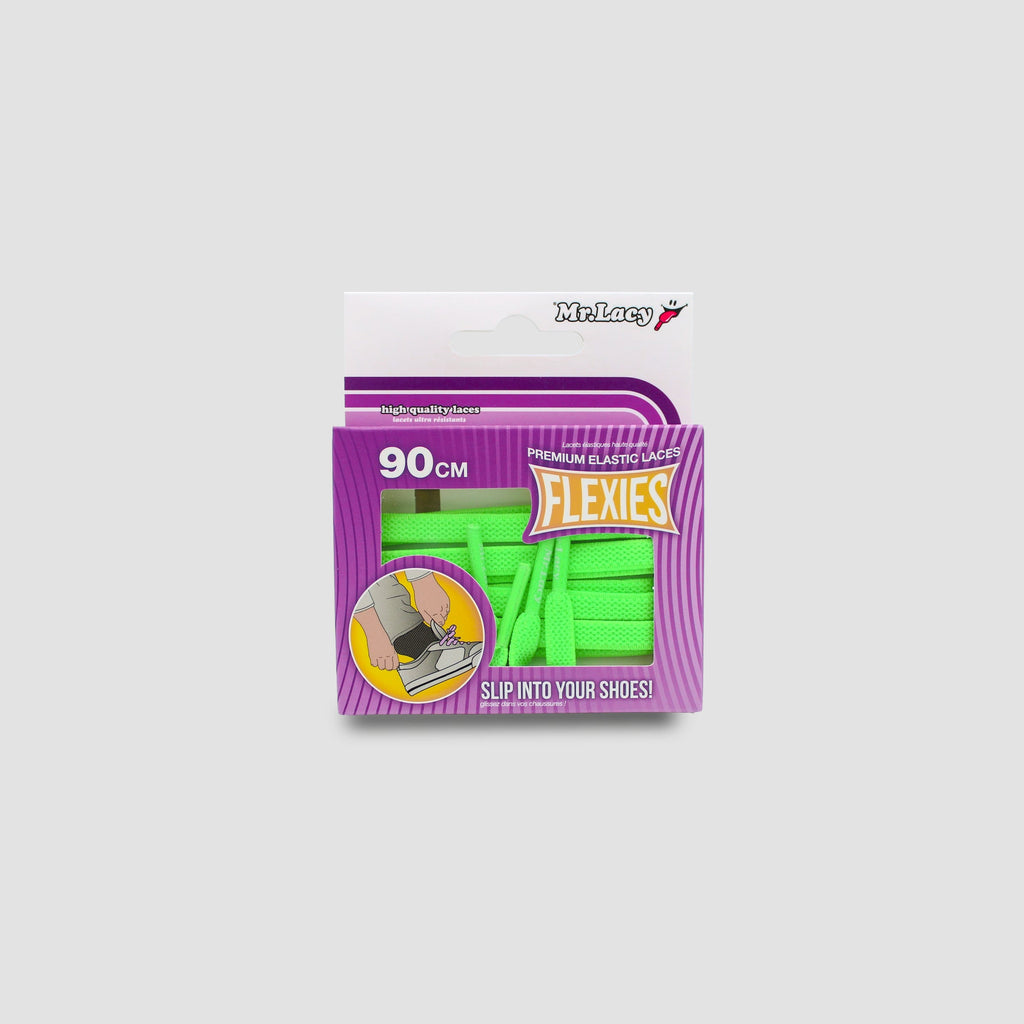 זוג שרוכים אלסטיים בצבע ירוק ניאון - 90 Flexies Neon Green - תמונה 3 - אריזה