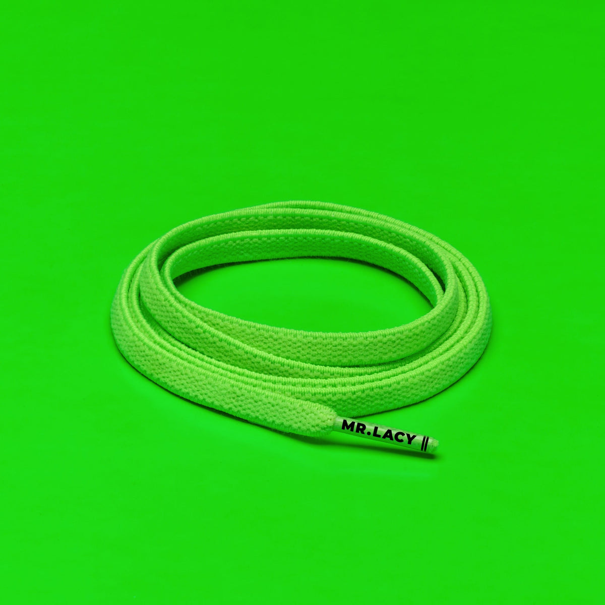 זוג שרוכים אלסטיים בצבע ירוק ניאון - 90 Flexies Neon Green - תמונה 1
