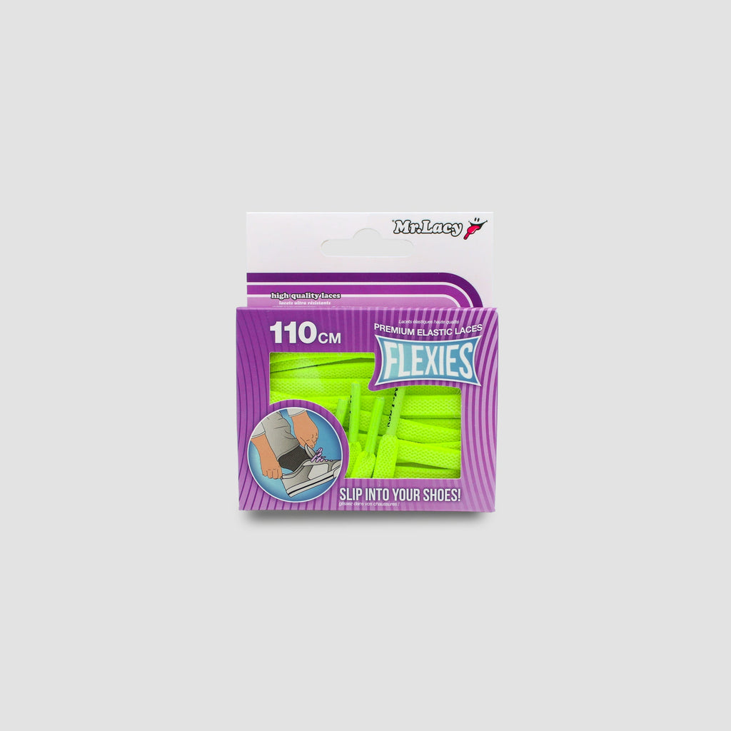 זוג שרוכים אלסטיים בצבע צהוב ליים ניאון - 90 Flexies Neon Lime Yellow - תמונה 3 - אריזה