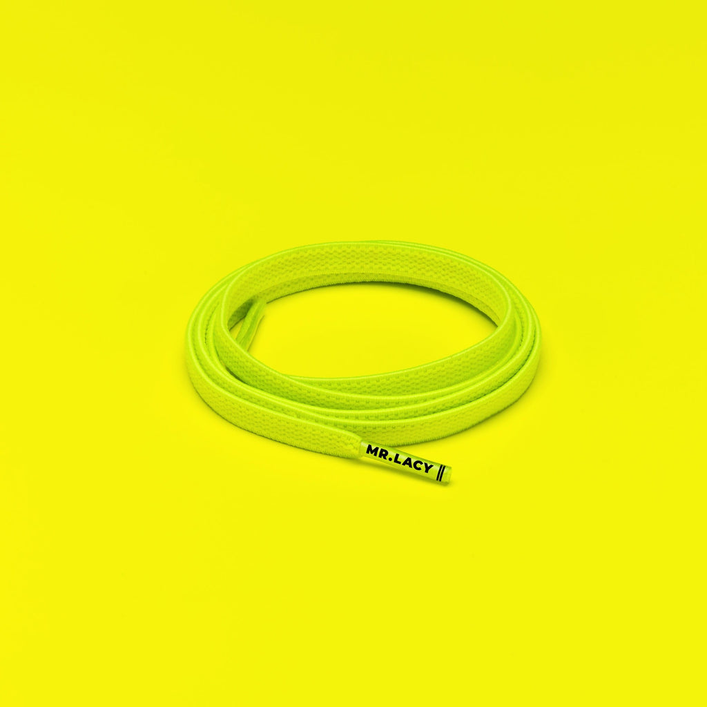 זוג שרוכים אלסטיים בצבע צהוב ליים ניאון - 90 Flexies Neon Lime Yellow - תמונה 1