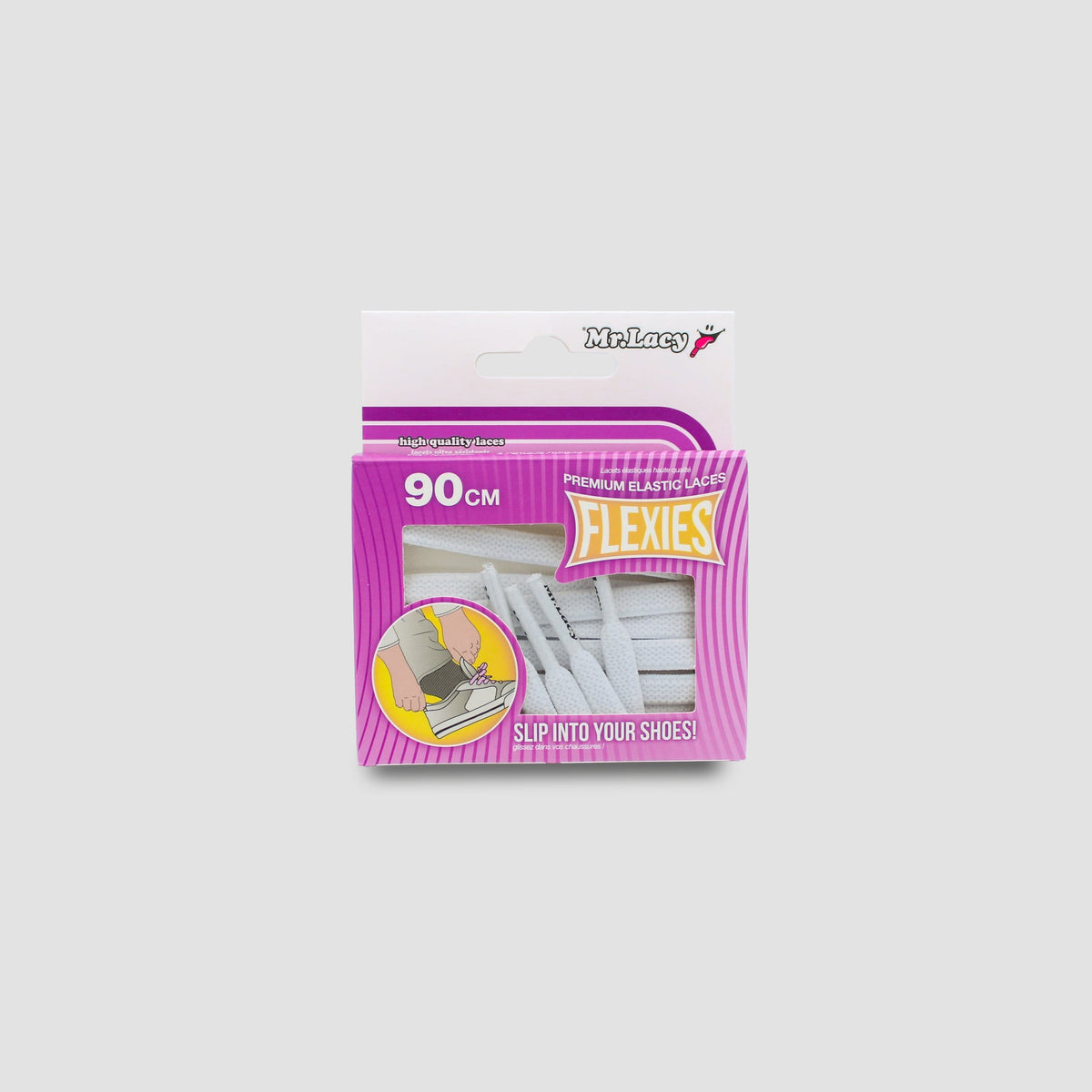זוג שרוכים אלסטיים בצבע לבן - 70 Flexies White - תמונה 3 - אריזה