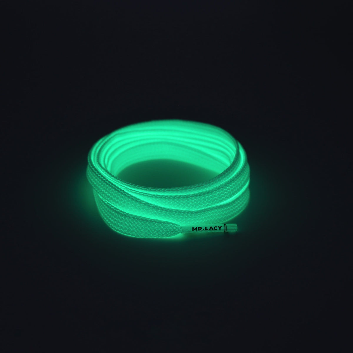 זוג שרוכים זוהרים בלילה בצבע ירוק 110 ס״מ - Flatties Glow In the Dark - תמונת מוצר