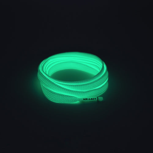 זוג שרוכים זוהרים בלילה בצבע ירוק 110 ס״מ - Flatties Glow In the Dark - תמונת מוצר