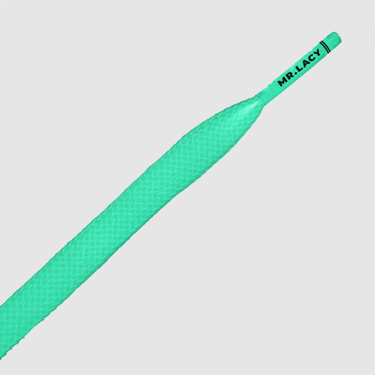 זוג שרוכים זוהרים בלילה בצבע ירוק 110 ס״מ - Flatties Glow In the Dark - קצה קרובה