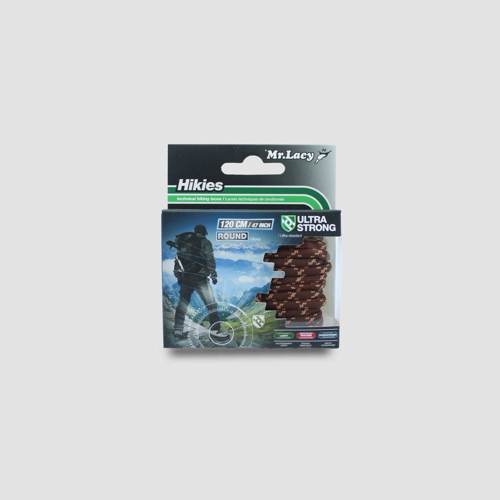 זוג שרוכים עגולים בצבע חום כהה עם חום בהיר - 180 Hikies Round Dark Brown/Light Brown - תמונה 3 - אריזה
