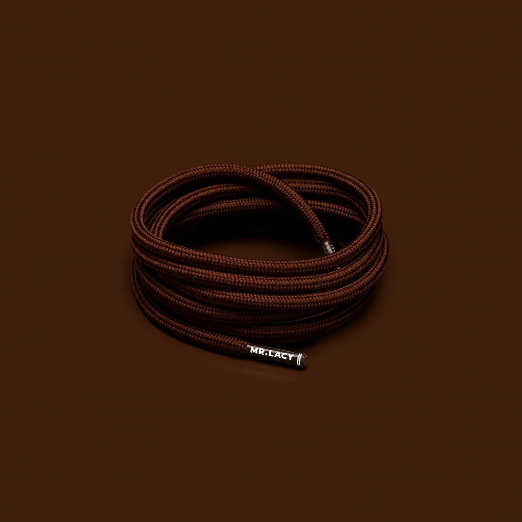 זוג שרוכים עגולים בצבע חום כהה - 180 Hikies Round Dark Brown - תמונה 1