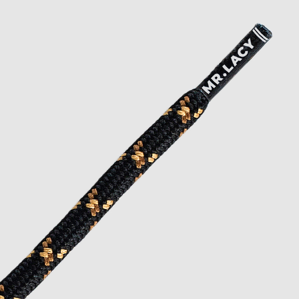 זוג שרוכים עגולים בצבע שחור עם חום - 180 Hikies Round Black/Brown - תמונה 2