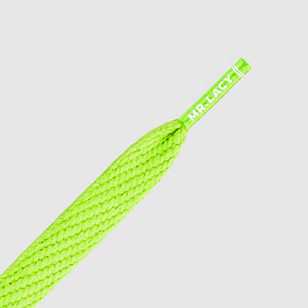זוג שרוכים שטוחים בצבע ירוק ניאון 110 ס״מ - Flatties Junior Neon Green - תמונת מוצר נוספת