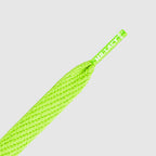 זוג שרוכים שטוחים בצבע ירוק ניאון 130 ס״מ - Flatties Neon Green - תמונת מוצר נוספת