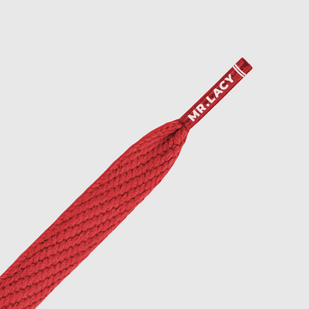זוג שרוכים שטוחים בצבע אדום 130 ס״מ - Flatties Red - תמונת מוצר נוספת