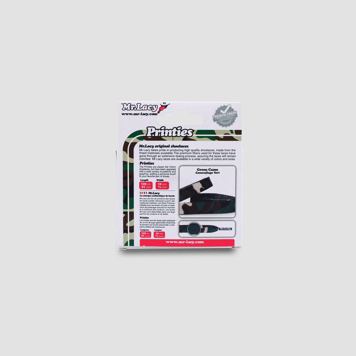זוג שרוכים עם הדפס צבעי הסוואה ירוק - Printies Green Camo - תמונה 3 - אריזה