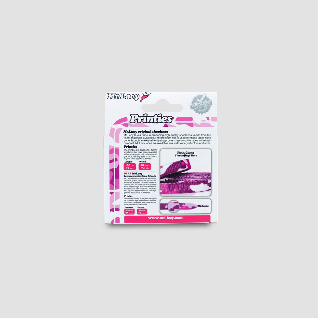 זוג שרוכים עם הדפס צבעי הסוואה ורוד - Printies Pink Camo - תמונה 4 - אריזה