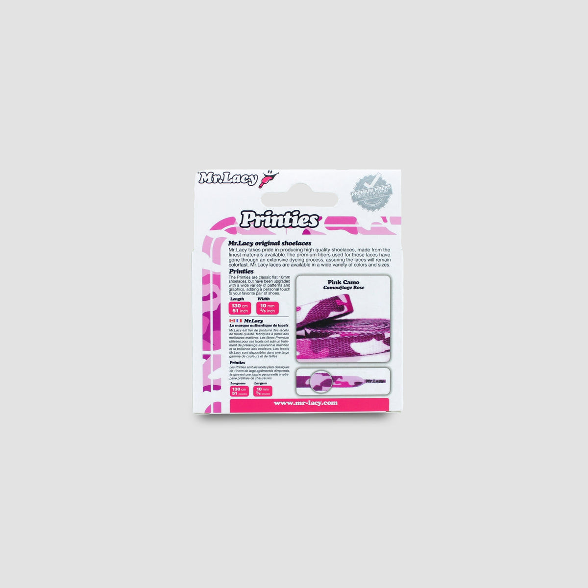 זוג שרוכים עם הדפס צבעי הסוואה ורוד - Printies Pink Camo - תמונה 4 - אריזה