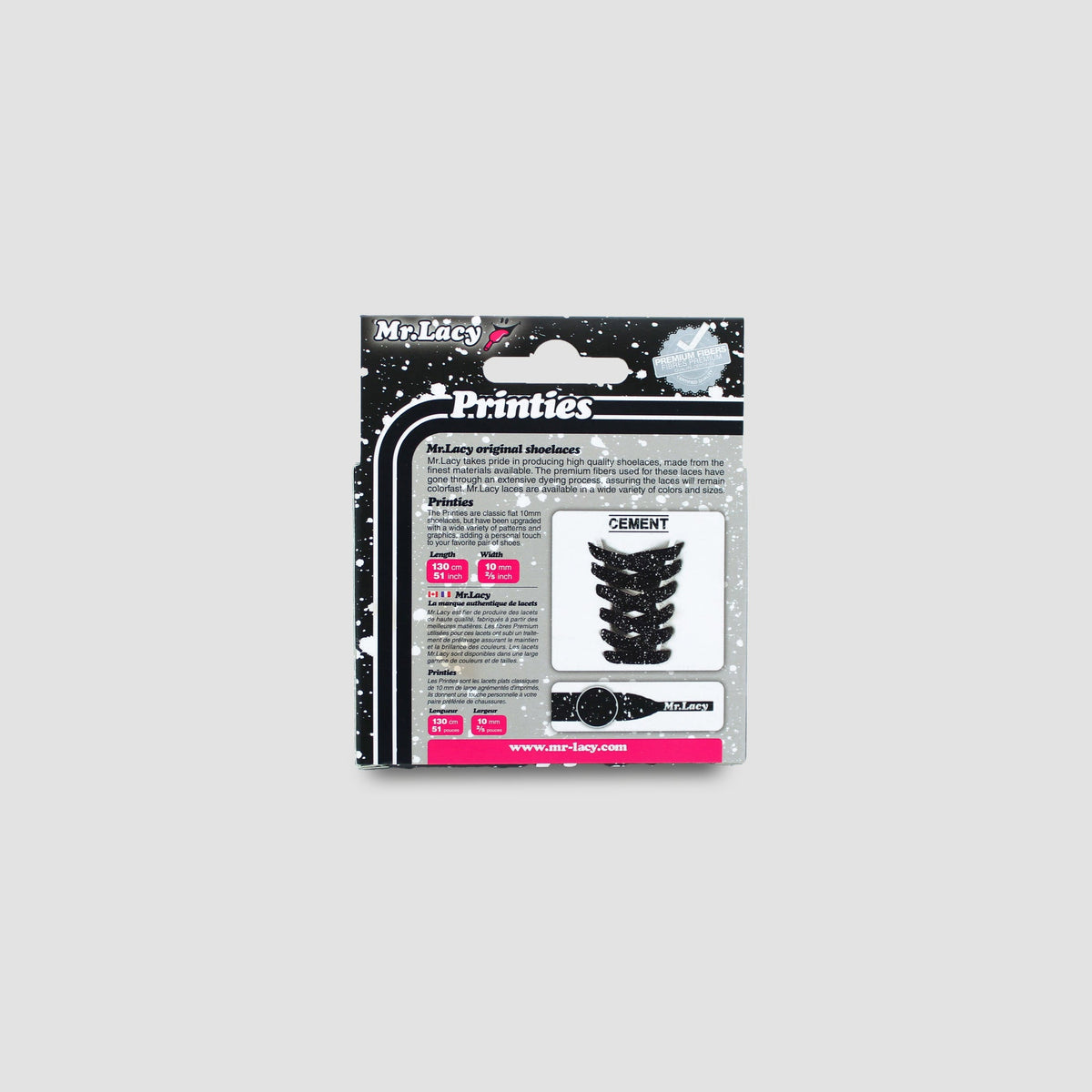 זוג שרוכים עם הדפס בצבע שחור לבן - Printies Cement Black/White - תמונה 3 - אריזה