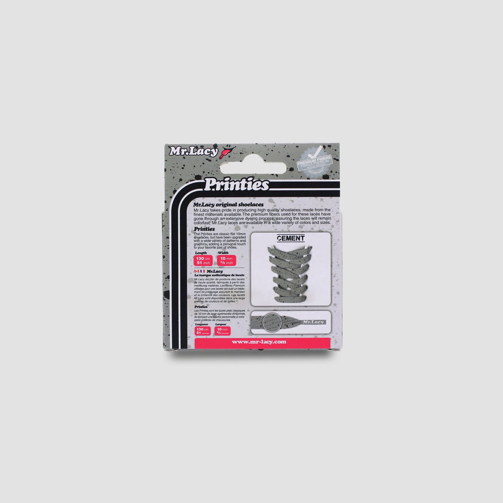 זוג שרוכים עם הדפס בצבע אפור שחור - Printies Cement Grey / Black - תמונה 3 - אריזה
