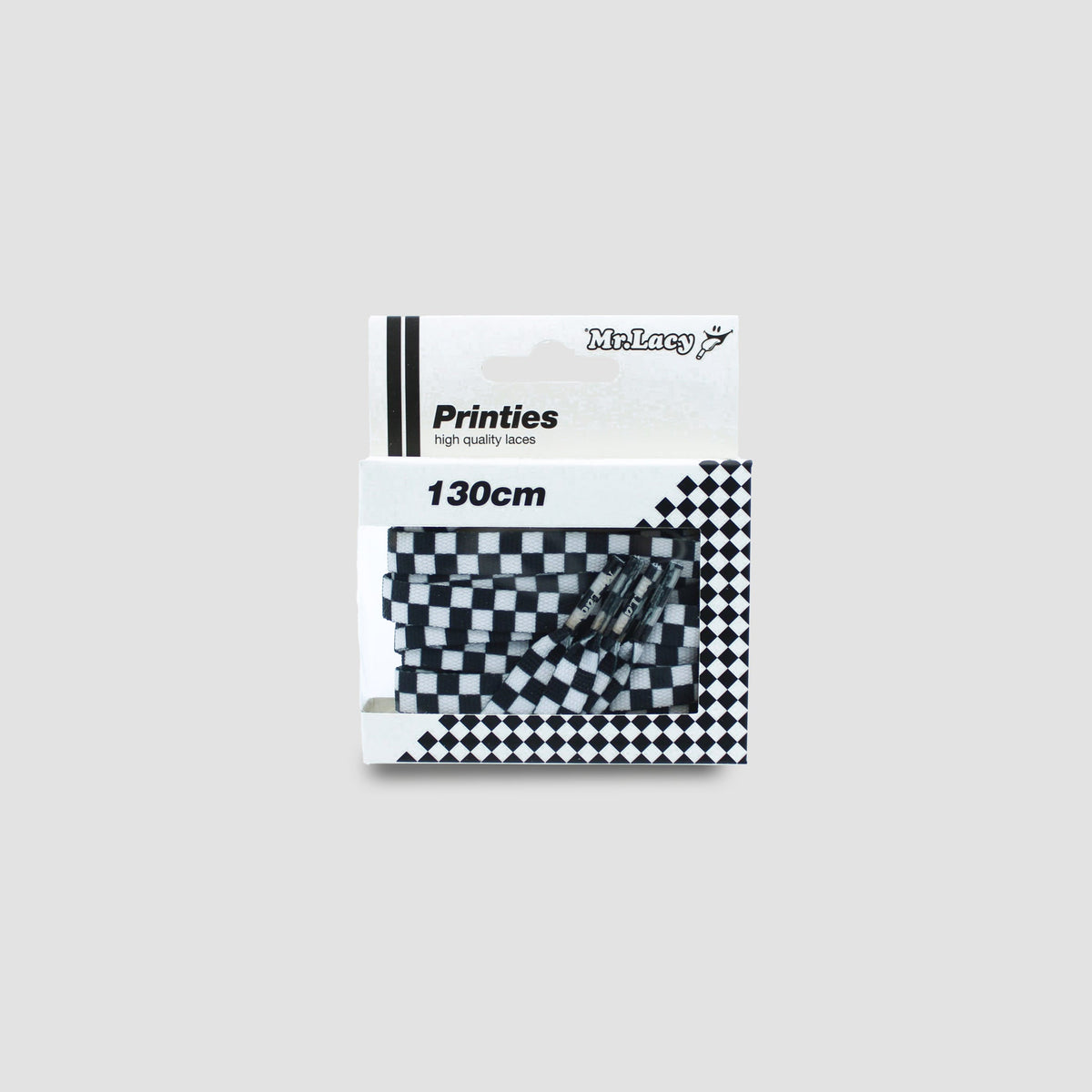 זוג שרוכים עם הדפס שחמט שחור לבן - Printies Checkered Black White - תמונה 3 - אריזה