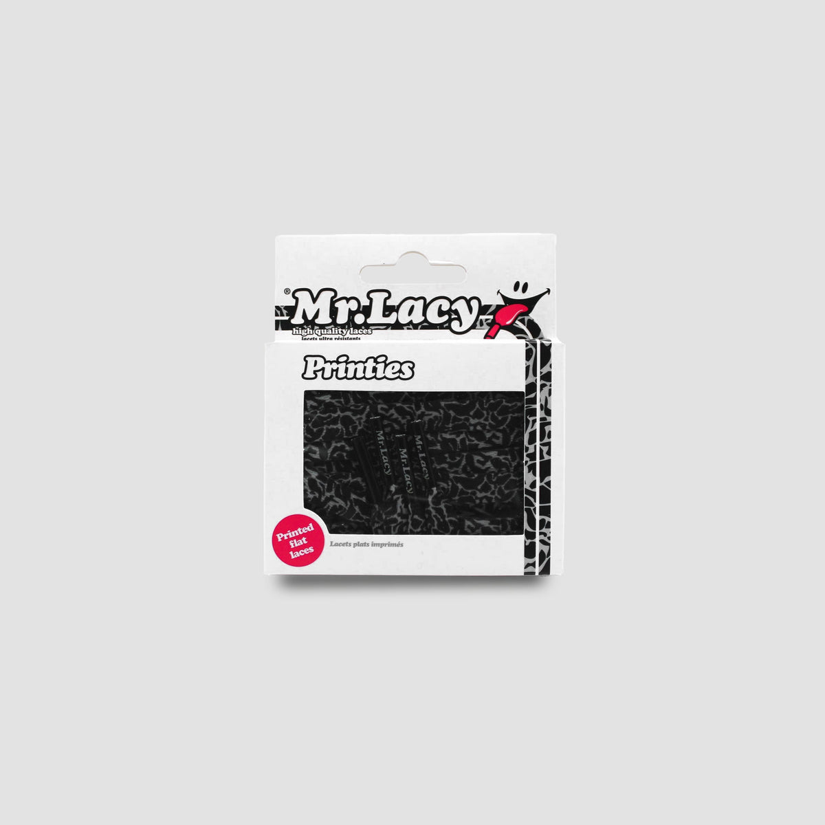 זוג שרוכים עם הדפס בצבע אפור שחור - Printies Elephant Black/Grey - תמונה 2 - אריזה