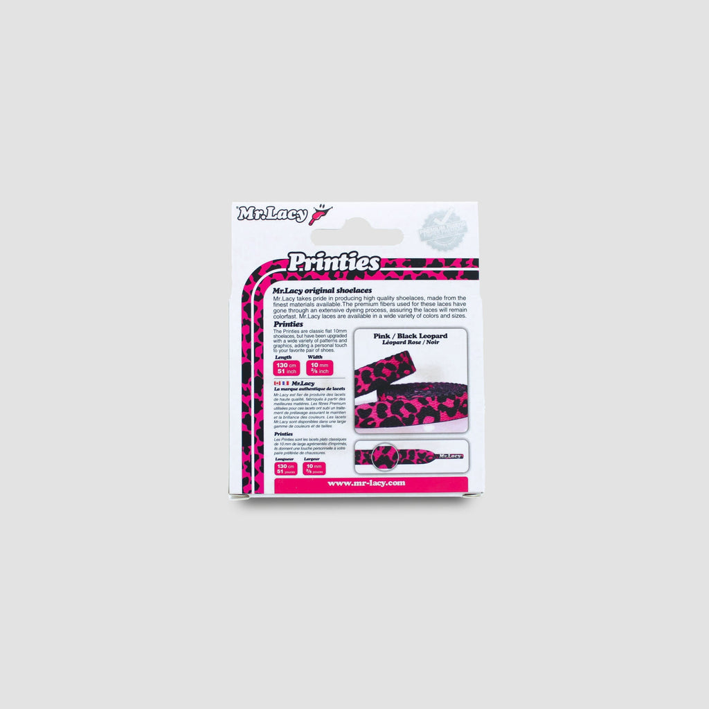 זוג שרוכים עם ההדפס מנומר ורוד שחור - Printies Leopard Pink Black - תמונה 4 - אריזה