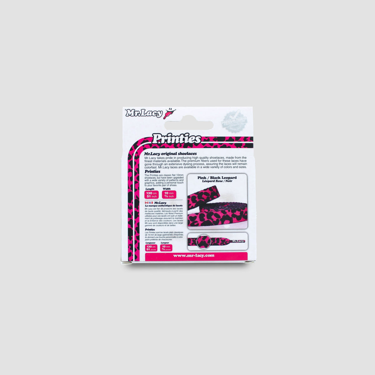 זוג שרוכים עם ההדפס מנומר ורוד שחור - Printies Leopard Pink Black - תמונה 4 - אריזה