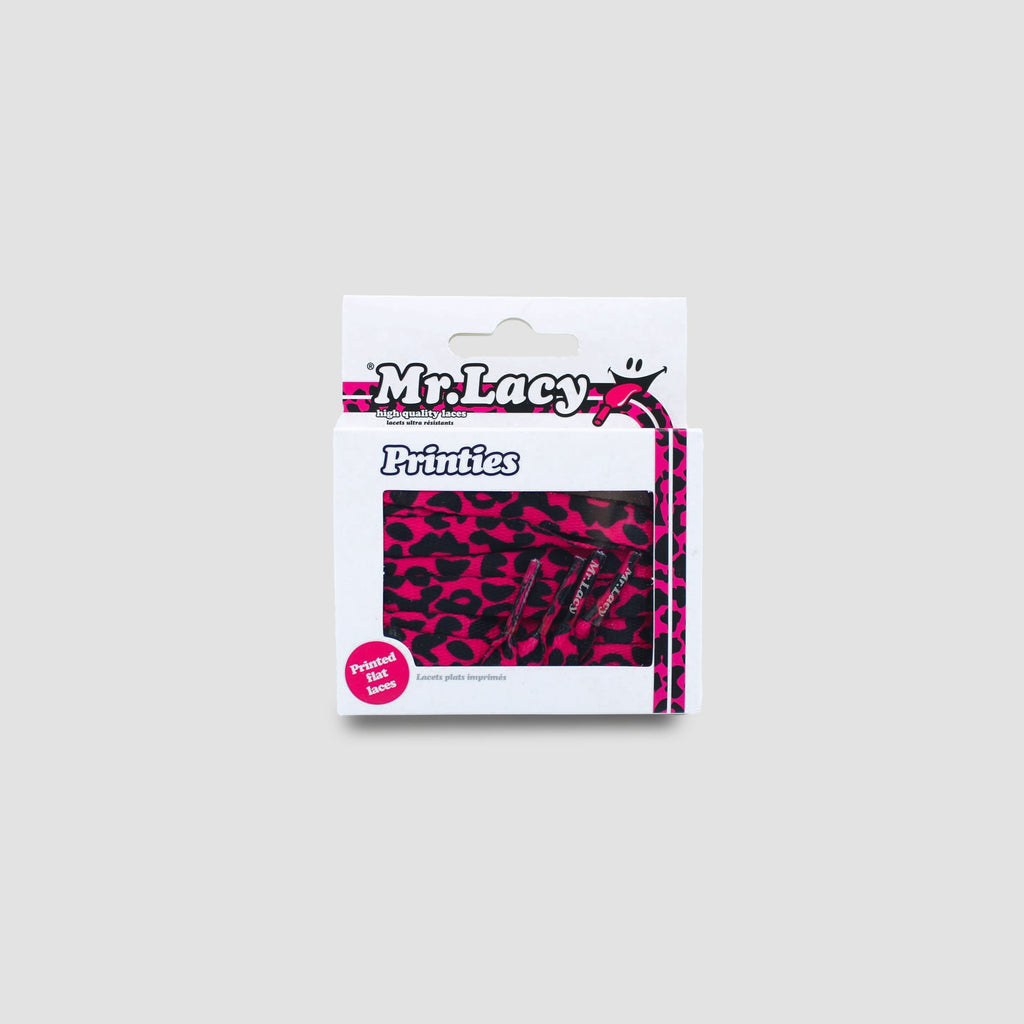 זוג שרוכים עם ההדפס מנומר ורוד שחור - Printies Leopard Pink Black - תמונה 3 - אריזה