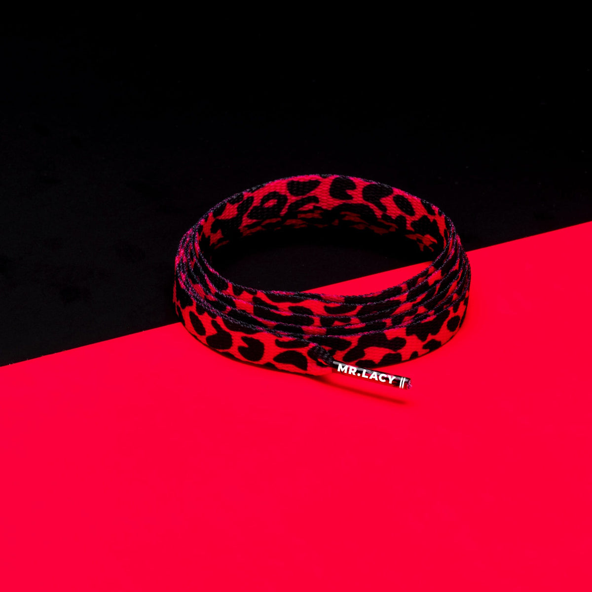 זוג שרוכים עם ההדפס מנומר ורוד שחור - Printies Leopard Pink Black - תמונה 1