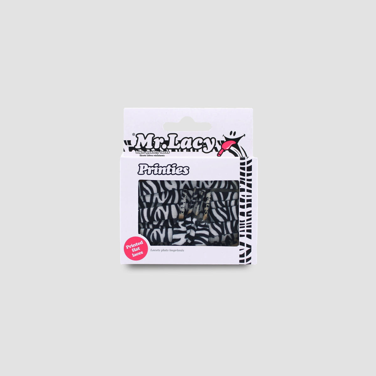 זוג שרוכים עם ההדפס זברה שחור לבן - Printies Zebra Black White - תמונה 2 - אריזה